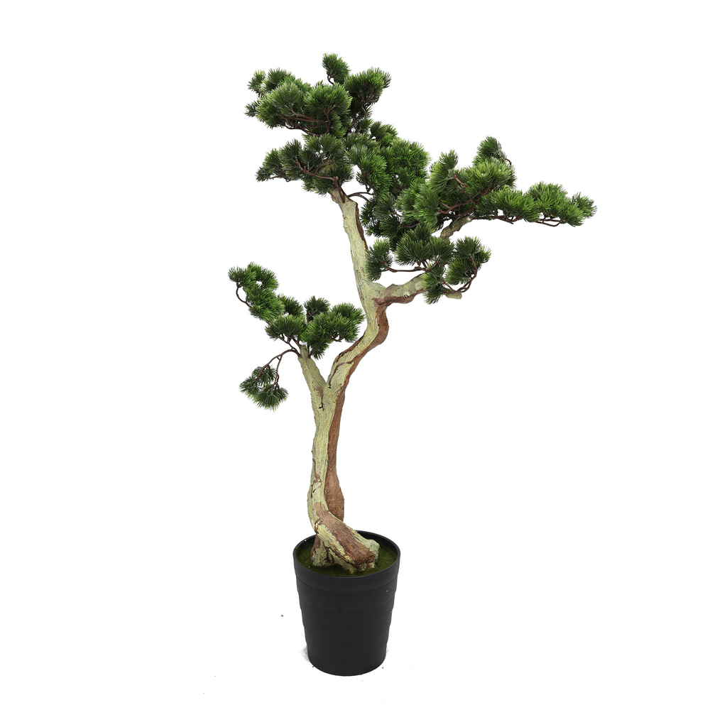 Veštački bonsai sa uvijenim stablom 120 cm na beloj pozadini
