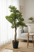 Veštački bonsai sa gustom krošnjom 120 cm pored kauča u dnevnoj sobi
