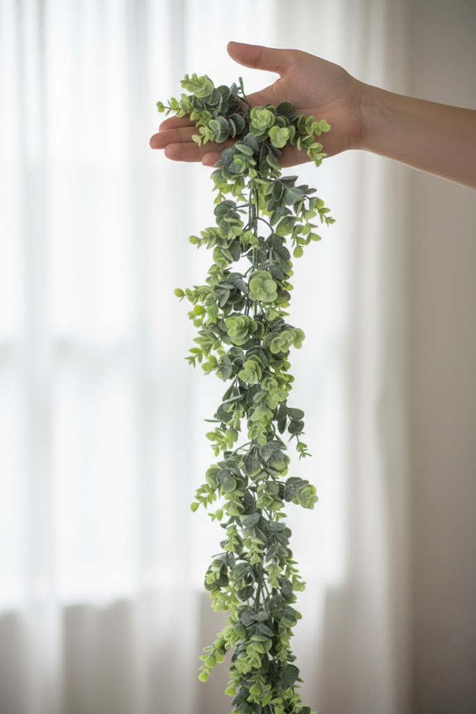 Veštačka visilica eukaliptus 180 cm, detalj u ruci